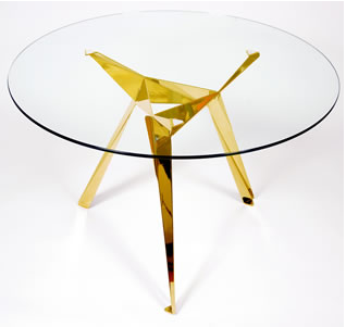 Gold Leaf Origami Café Table, designed by Anthony Dickens